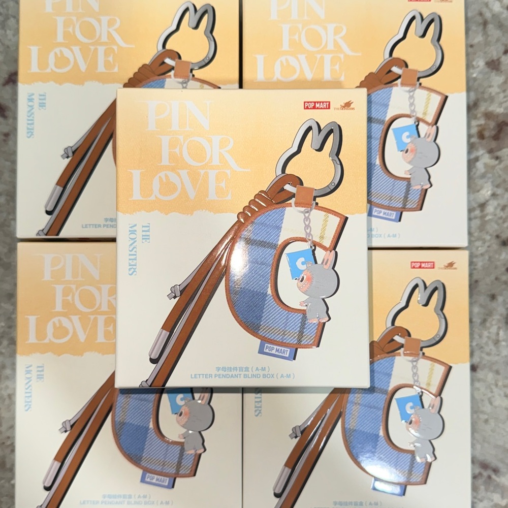 PopMart Pin for Love Labubu letter keychain